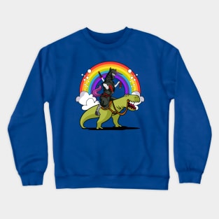 Ninja Unicorn Riding Dinosaur Crewneck Sweatshirt